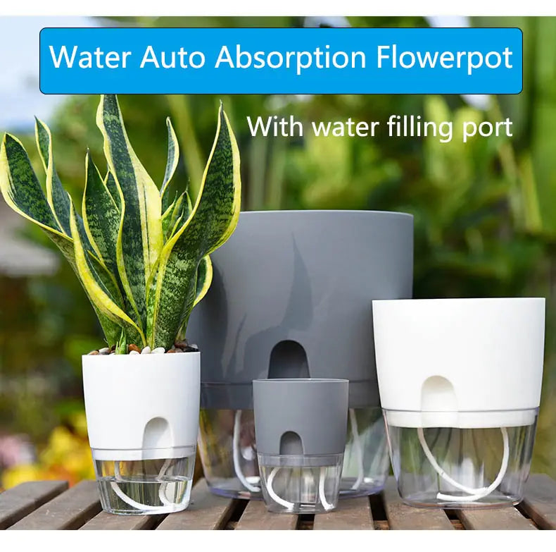 Transparent Double Layer Plastic Flower Pot