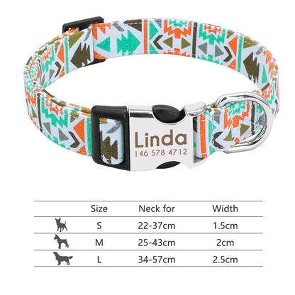 Adjustable Nylon Dog Collar Personalized Dogs Cat ID Collars With Engraved Name Buckle Anti-lost for Small Medium Large Dogs