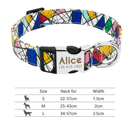 Adjustable Nylon Dog Collar Personalized Dogs Cat ID Collars With Engraved Name Buckle Anti-lost for Small Medium Large Dogs