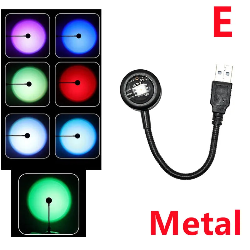 LED USB Sunset Projector Lamp - Portable Mood Light