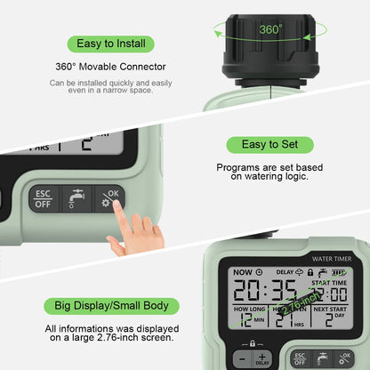 HCT 322 Automatic Digital Water Timer - Intelligent Garden Irrigation Sprinkler for Outdoor Water & Time Saving