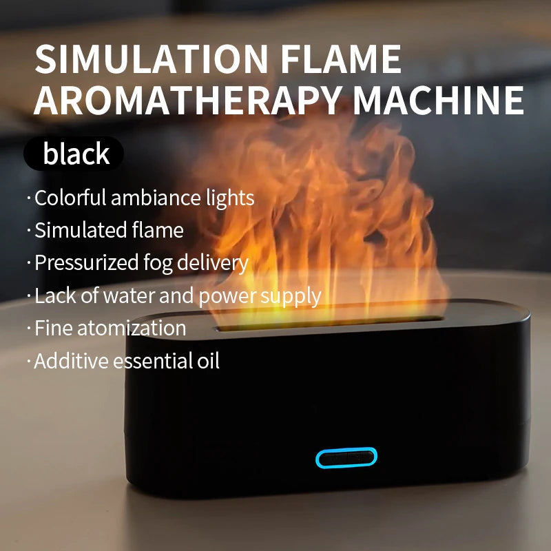 NEW Flame Aroma Diffuser Air Humidifier Ultrasonic Cool Mist Maker Fogger Led Essential Oil Lamp Realistic Fire Difusor