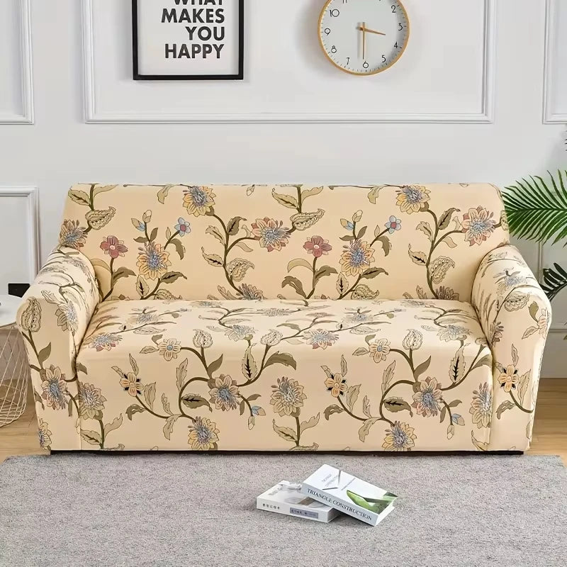 1pc Flower Printed Elastic Sofa Cover Antidirty Spandex Sofa Cover Furniture Protector for Bedroom Office Living Room Home Decor