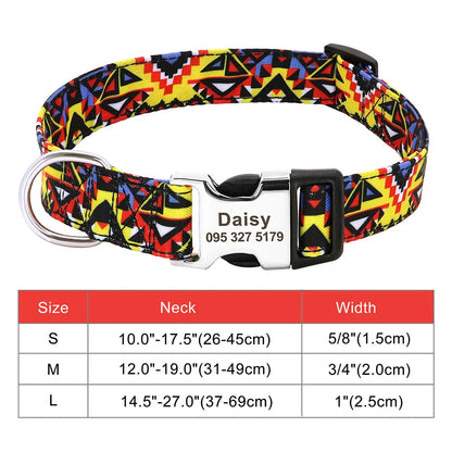 Adjustable Nylon Dog Collar Personalized Dogs Cat ID Collars With Engraved Name Buckle Anti-lost for Small Medium Large Dogs